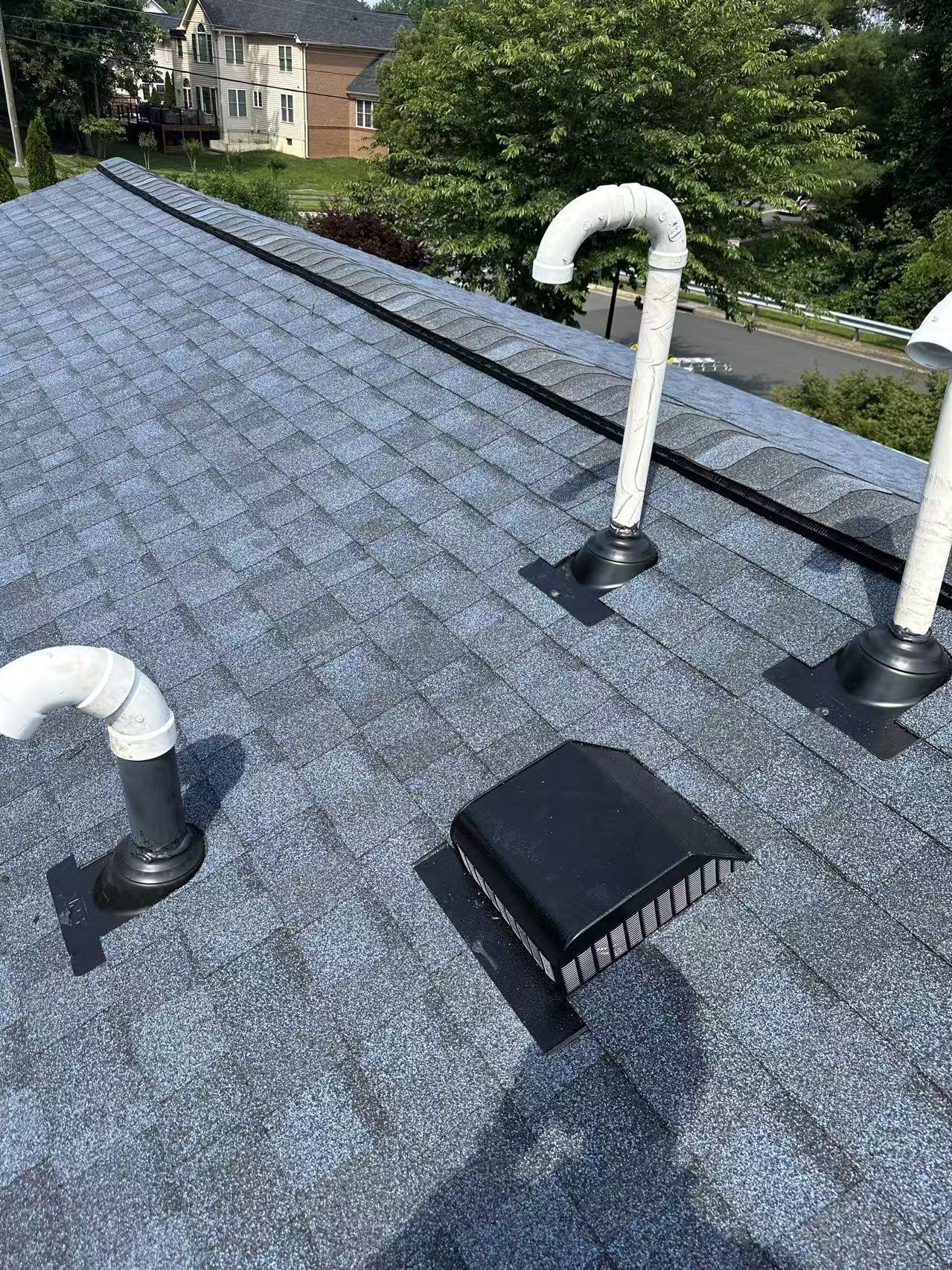 Completed roof installation with vents